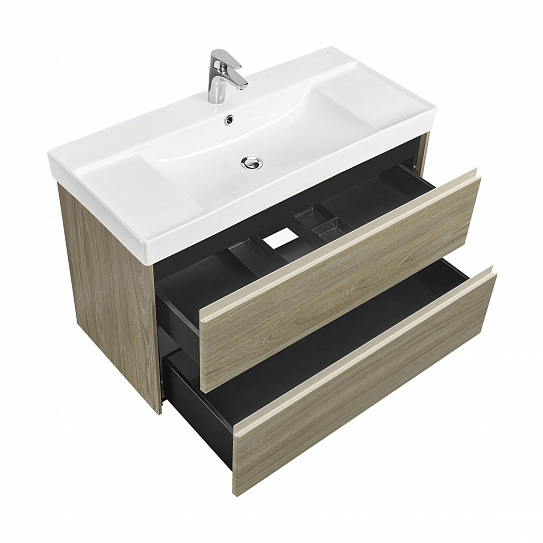 Тумба под раковину Roca Ona модуль 2 ящика 1000 темный вяз, 2 ящика, A857616511