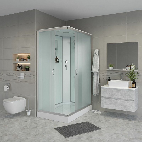 Душевая кабина 100х80х215 Niagara NG-43085-14Q низкий поддон 13см, стекло матовое
