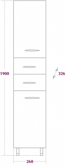Шкаф пенал в ванную 26 см Onika Модерн с корзиной правый 402607 26х190х33