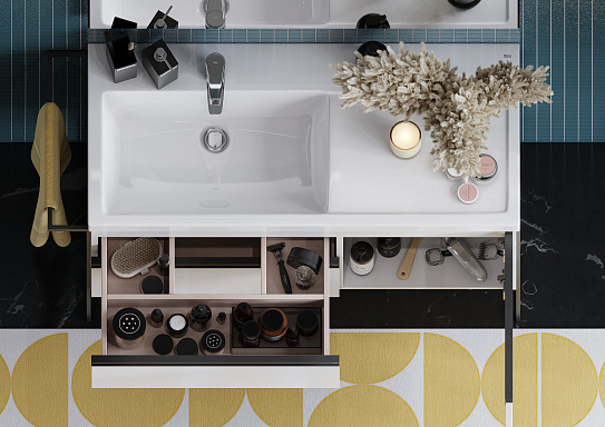 Тумба под раковину Roca Domi 100 белый глянец 2 ящика, левая A857477806