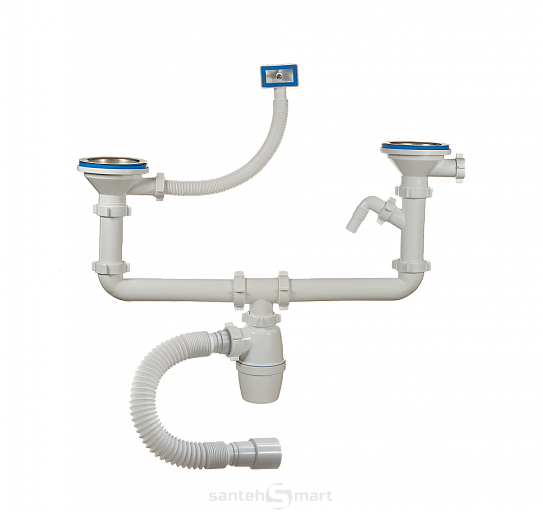 Сифон ORIO двойной 31/2 40 с одним отводом и гибкая труба A-40092