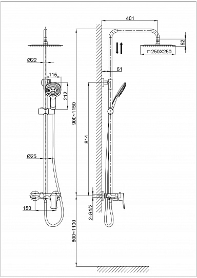 Душевая система D&K Rhein Reisling DA1273701В03