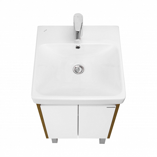 Тумба с раковиной AQUATON Сканди Doors 45 белый глянец/дуб рустикальный 1A278701SDZ90