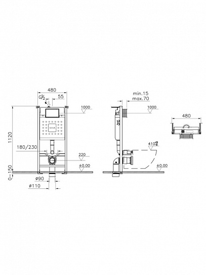 Инсталляция с унитазом сиденье микролифт, клавиша хром Vitra Sento 9830B003-7212