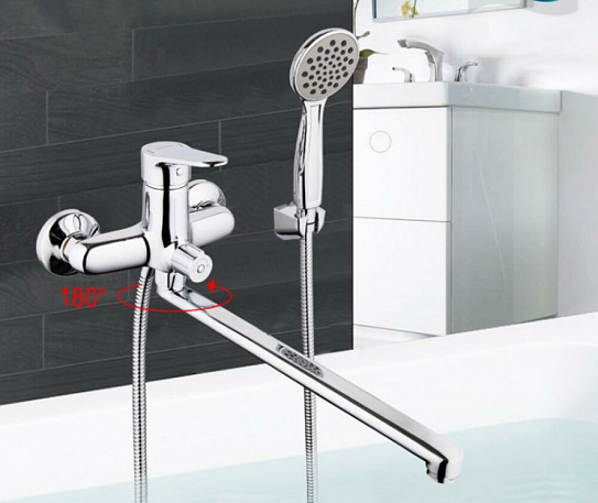 Смеситель для ванны Gappo G2236 35F длинный излив, хром