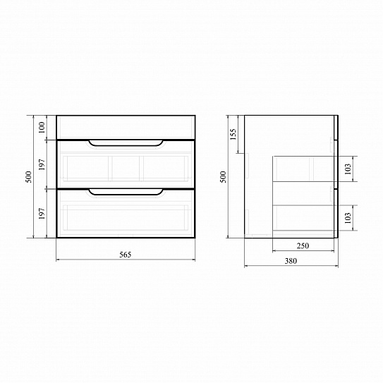 Тумба подвесная MIRSANT Soho Quadro 60 MIRSANT УТ000043907 (раковина Fest-60)
