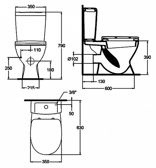 Ideal Standard Eurovit+ унитаз-компакт гор. вып.+сиденье с м/л V337101