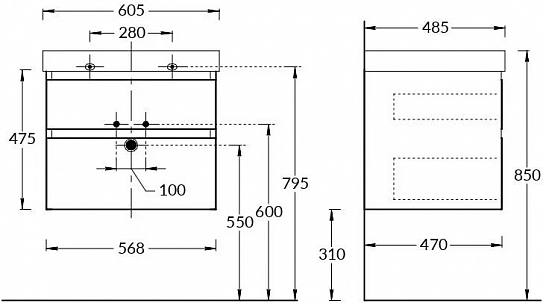 Тумба подвесная Kerama Marazzi Cubo 60 см, белая матовая CUB.60.2WHT.M