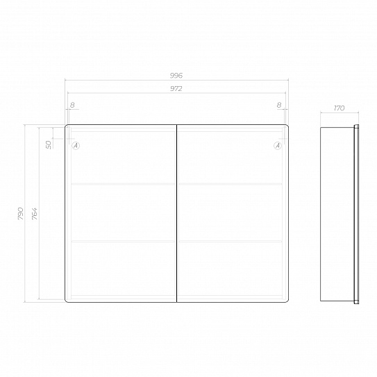 Шкаф зеркальный навесной Vigo Geometry Classic 1000