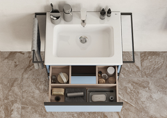 Тумба под раковину Roca Domi 60 2 ящика небесный синий матовый ZRU9307870