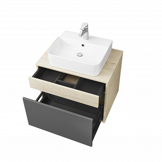 Тумба под накладную раковину Aquaton Лофт Урбан 65 серый графит, дуб орегон 1A254001LQX60