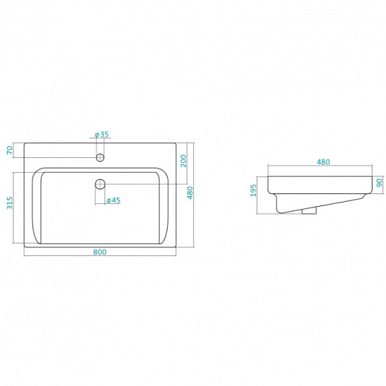 Раковина мебельная OPADIRIS Тигода 800 (Сантек 1.WH30.2.084)