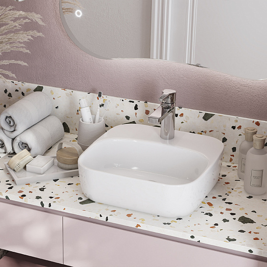 Раковина накладная 42 Одри Soft Aquaton 1WH501709 с полочкой