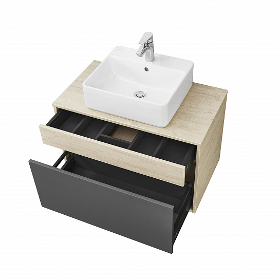 Тумба под накладную раковину Aquaton Лофт Урбан 80 серый графит, дуб орегон 1A247601LQX60