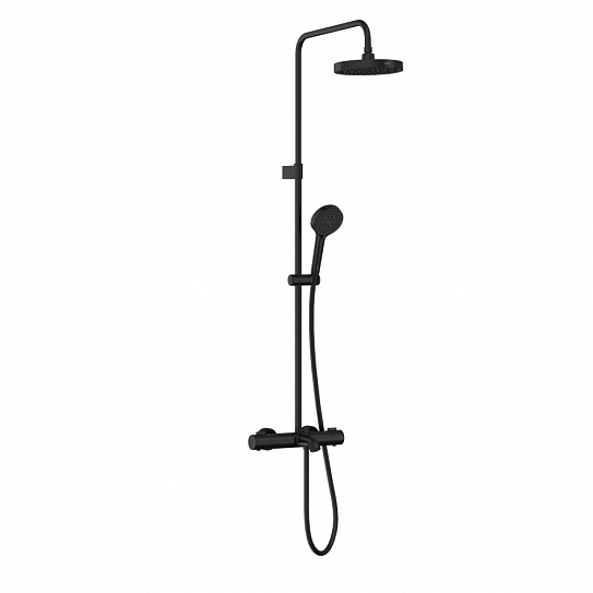 Душевая система VitrA Base Round A4730336EXP с термостатическим смесителем и ручным душем матовая черная латунь