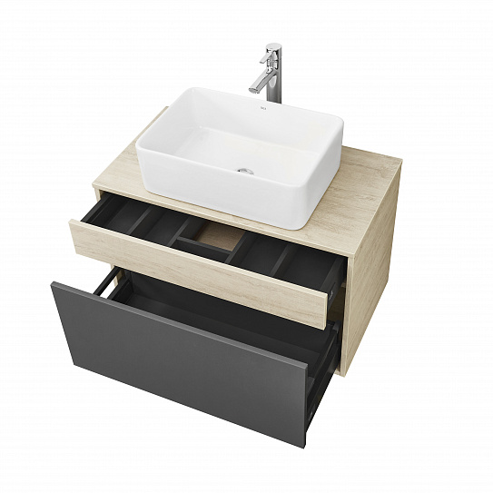 Тумба под накладную раковину Aquaton Лофт Урбан 80 серый графит, дуб орегон 1A247601LQX60