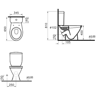 Унитаз компакт Vitra Norm Blanc с микролифтом 9837B099-7202