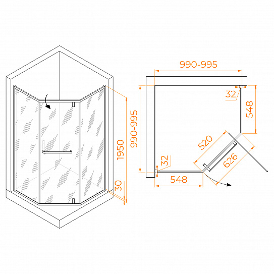 Душевой уголок RGW HO-084Gb 900x900