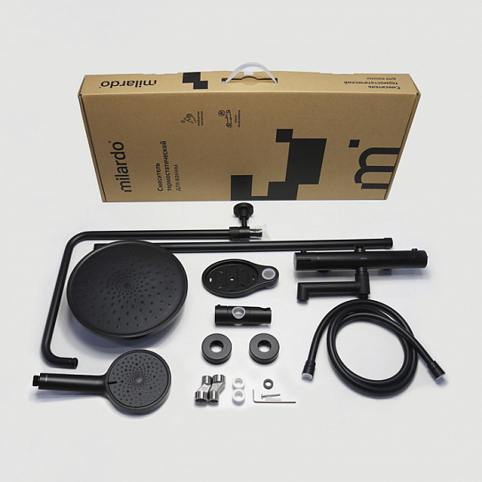 Душевая система с термостатом Milardo Ideal Spa ILSBLTHM06 цвет черный
