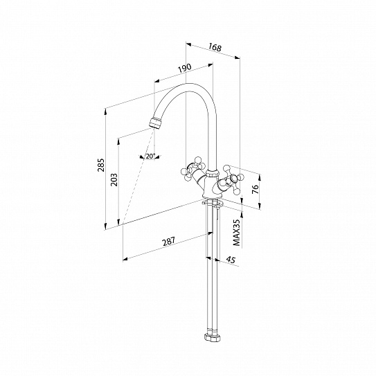 Смеситель для кухни Milardo Duplex DUPSB0JM05 вентильный