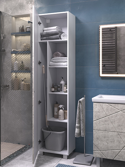 Шкаф пенал в ванную 45 см серый VIGO Geometry 450, цвет бетон