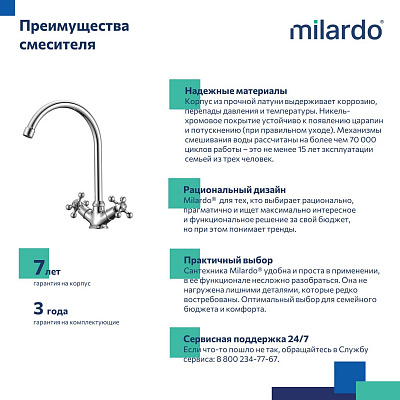 Смеситель для кухни Milardo Duplex DUPSB0JM05 вентильный