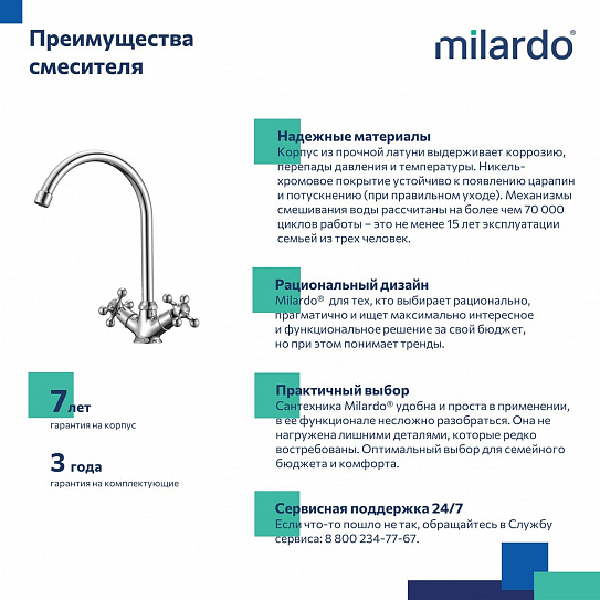 Смеситель для кухни Milardo Duplex DUPSB0JM05 вентильный