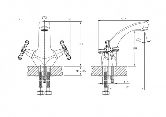 Смеситель для умывальника RUSH Bianki BI7650-11