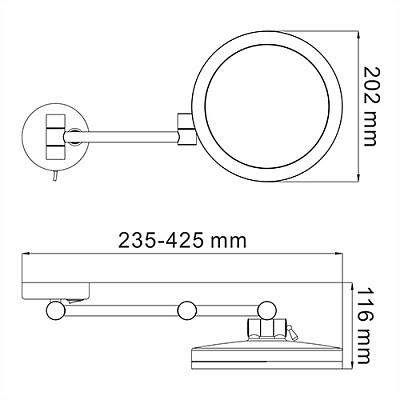 Зеркало с LED-подсветкой, 3-х кратным увеличением WasserKRAFT K-1004