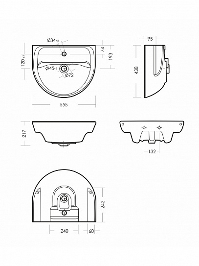 Раковина Sanita Эталон 55 ETL55SAWB01