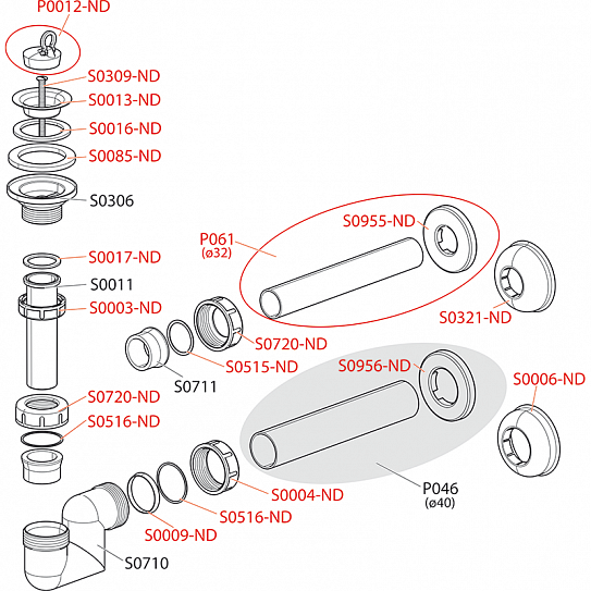 Сифон для умывальника AlcaPlast A412-DN40