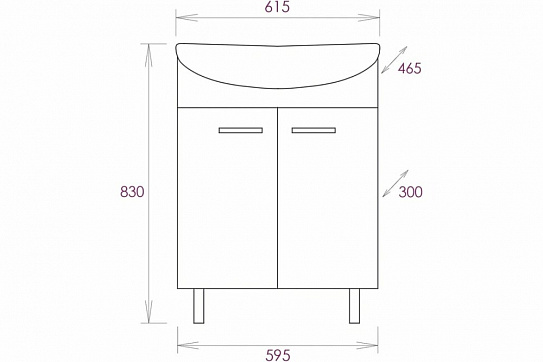 Тумба под раковину Onika КОРАЛЛ 60.10 арт 106149 (рак 67098 в комплект не входит)