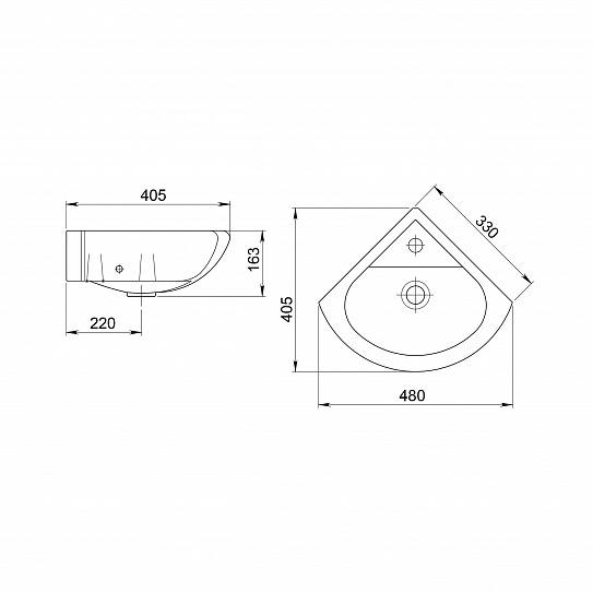 Раковина угловая Santeri Радиан 48 белый  131309S0010B0