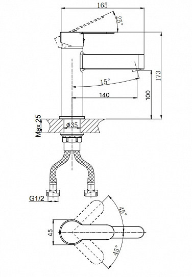 Смеситель для умывальника RUSH Tenerife TE2835-11