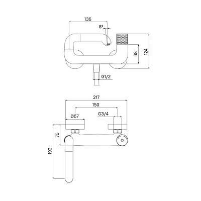Смеситель для ванны Iddis Twist TWIBLBTi02WA
