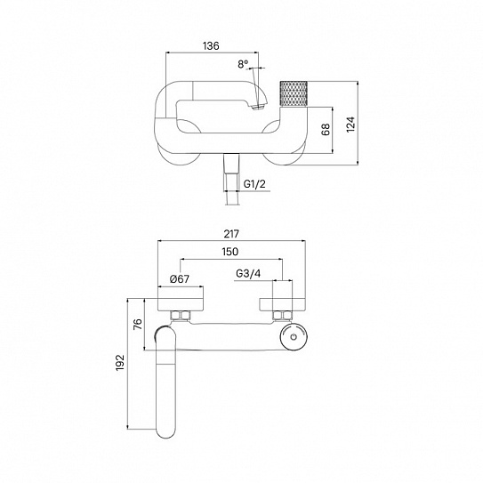 Смеситель для ванны Iddis Twist TWIBLBTi02WA