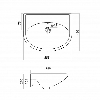 Раковина Santek Цезарь 60 без отверстия под смеситель 1WH110523