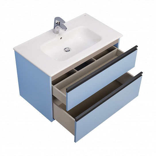 Тумба под раковину Roca Domi 80 2 ящика небесный синий матовый ZRU9307871