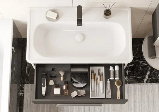 Тумба под раковину AQUATON Ар-Деко 85 серый кобальт