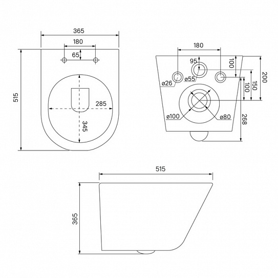 IDDIS Унитаз подвесной безободковый c системой смыва Торнадо, Calipso Q, CAQRDSEi25