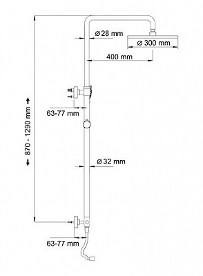 Душевой комплект, 87/129х62 см WasserKRAFT А026