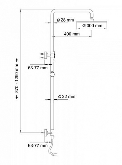 Душевой комплект, 87/129х62 см WasserKRAFT А026
