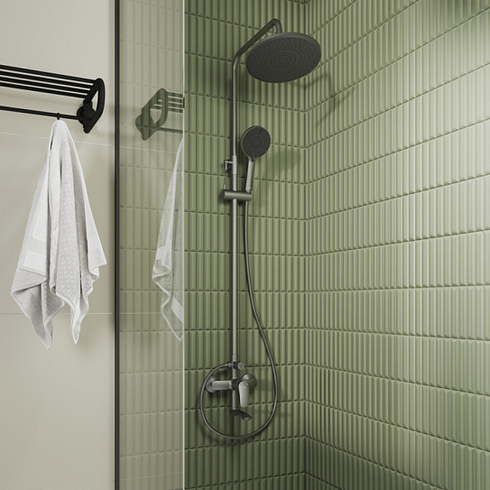Душевая система с тропическим душем графит Milardo Rora RORGM4FM06