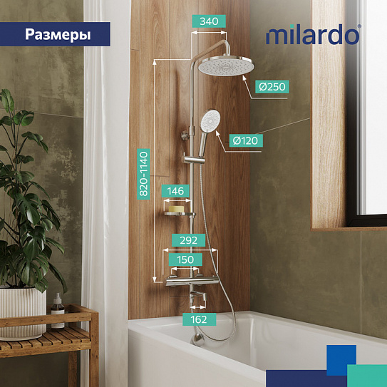 Душевая система с термостатом Milardo Ideal Spa ILSSBTHM06 хром