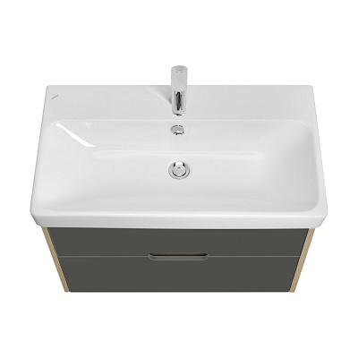 Тумба под умывальник Оливия 80 AQUATON Бежевый/Дуб веллингтон (под раковину 239414) 1A283101OLVG0