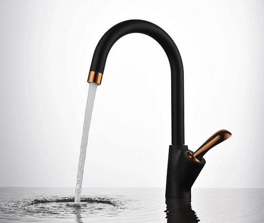 Смеситель для кухни D&K Venice Baciano DA1032459 высокий черный-золото