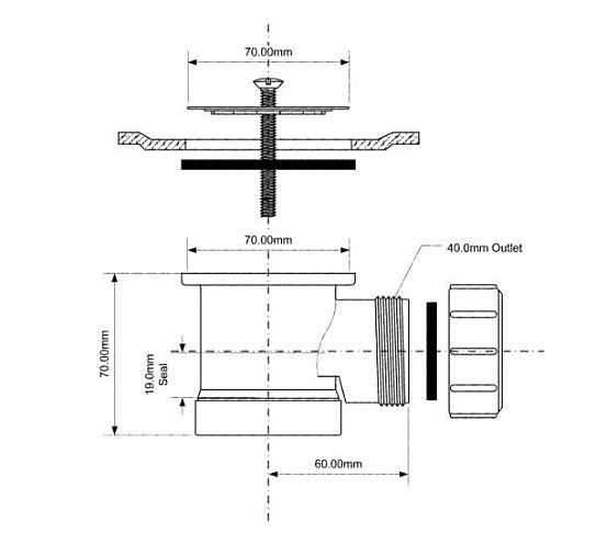 Сифон для поддона MRBT70-40 McALPINE