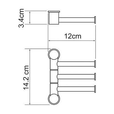 Держатель полотенец 3-е рога, короткие WasserKRAFT K-1053