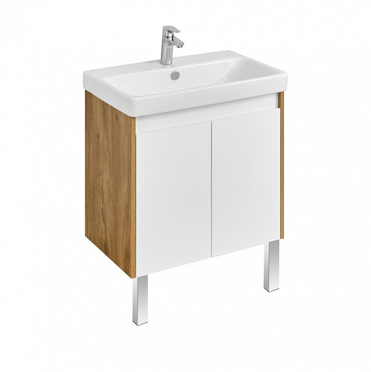 Тумба с раковиной AQUATON Сканди Doors 70 белый глянец/дуб рустикальный 1A278901SDZ90