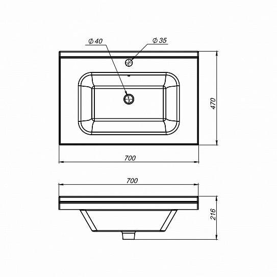 Раковина керамическая MIRSANT Simple 70 УТ000095663